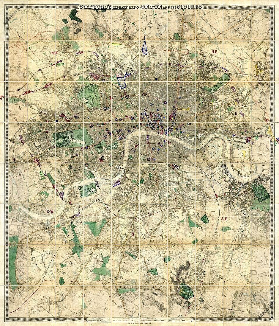 Stanford�s Library Map Of London And Its Suburbs 1864 & 1872 >>> CLICK TO ADVANCE >>>